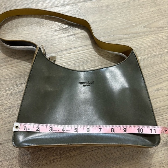 Mondani New York Purse Bag Faux Leather Green Cut Out Design Classic 90s - Picture 6 of 7